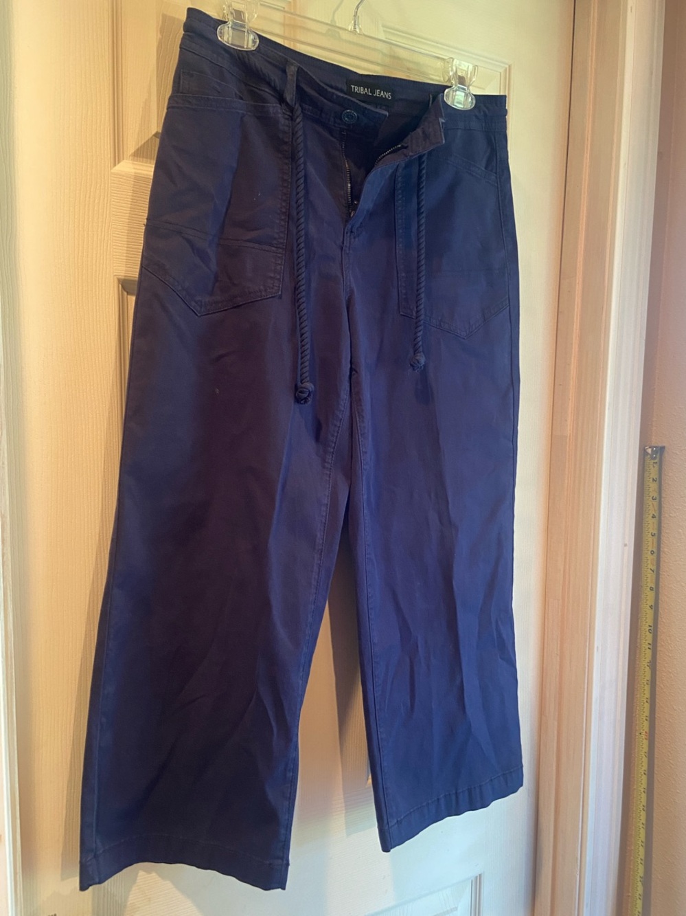 Tribal Navy Cropped Wide-Leg Pants - Picture 4 of 8